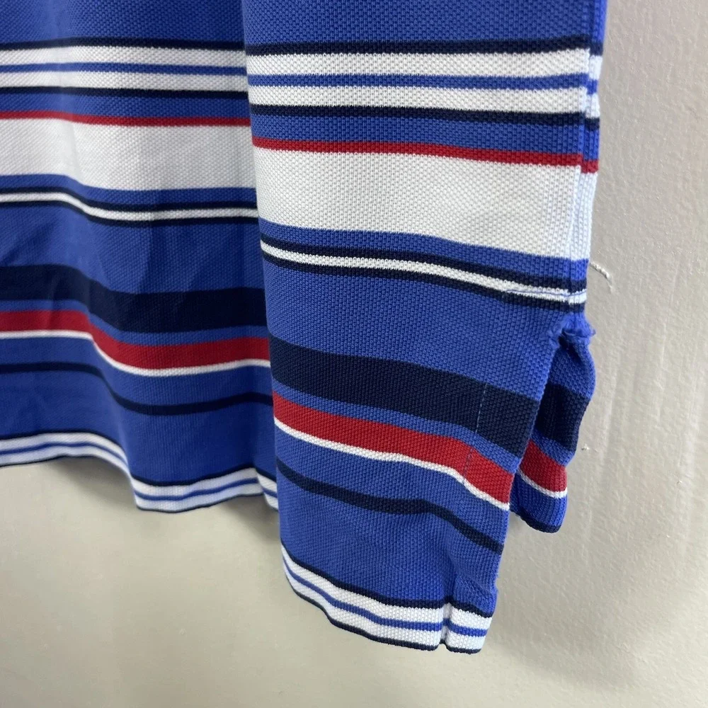 Polo Ralph Lauren Shirt Mens Large Blue White Striped Short Sleeve Top‎ Cotton